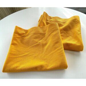 Vintage 70s Sears curtains, boho ribbed bright yellow short panels, pair